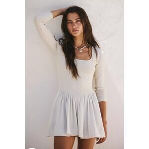Free People Cream Mini Dress with Long Sleeves